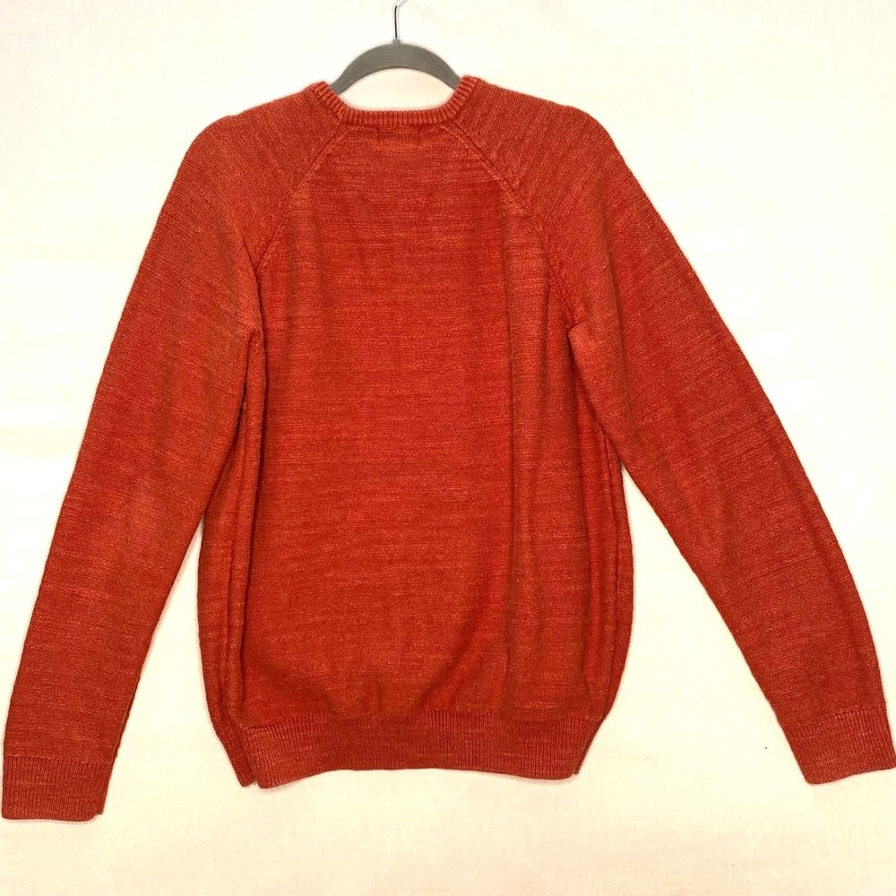 💎LL Bean Mens Heather Rust Raglan Crew Neck Sweater Size Medium Academia - Picture 4 of 7
